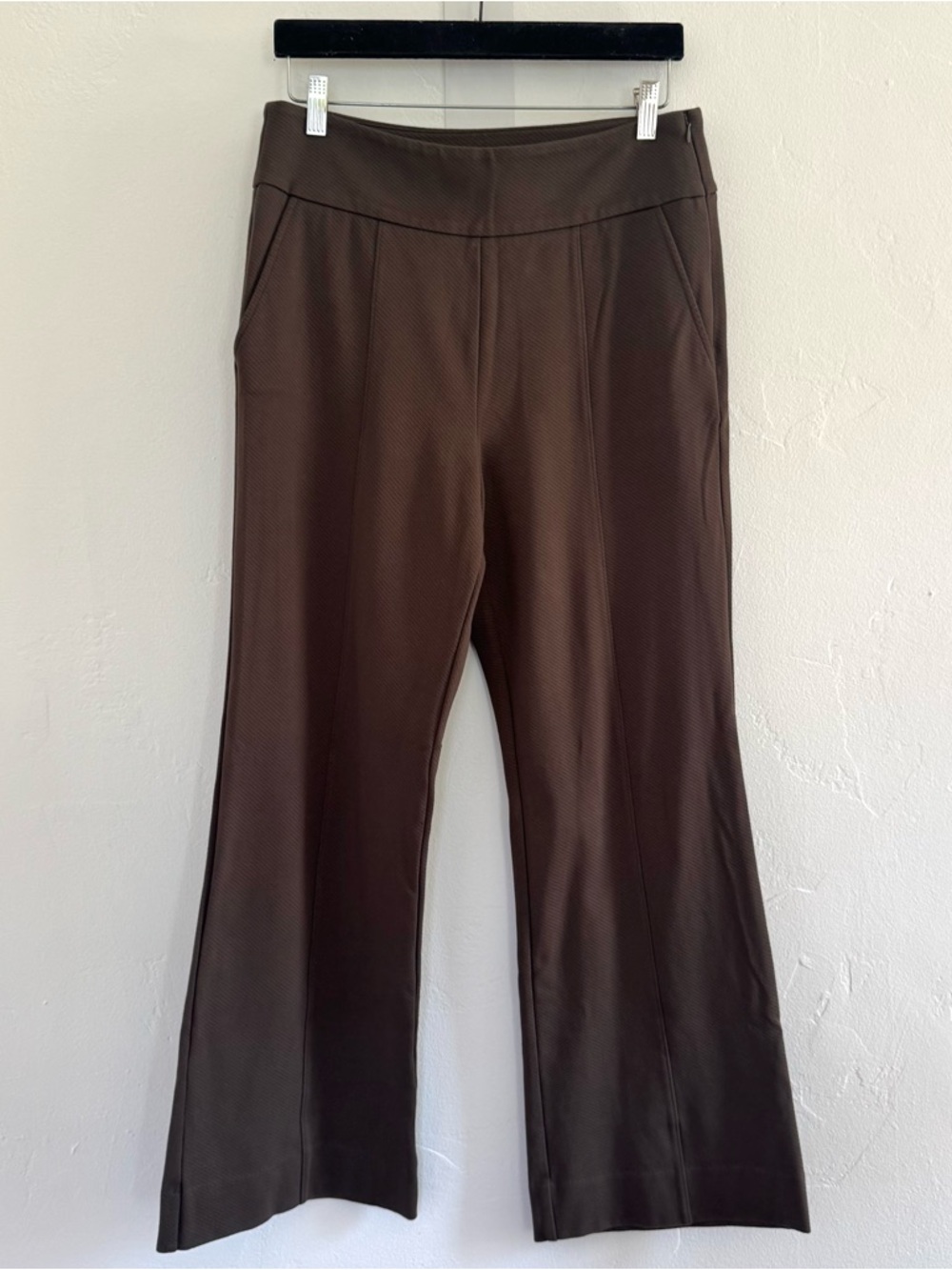 Cabi Academy Trousers Wide Leg High Rise Rib Ponte Olive Green Wren 4132R - Picture 4 of 13